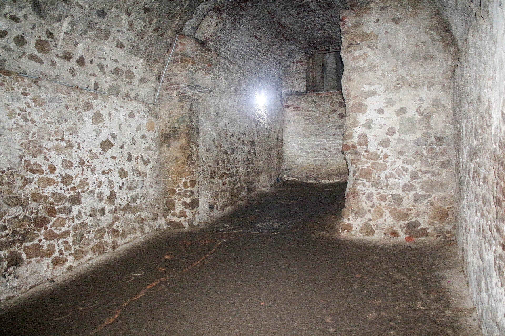 Inside the dungeon at Cape Coast Castle.