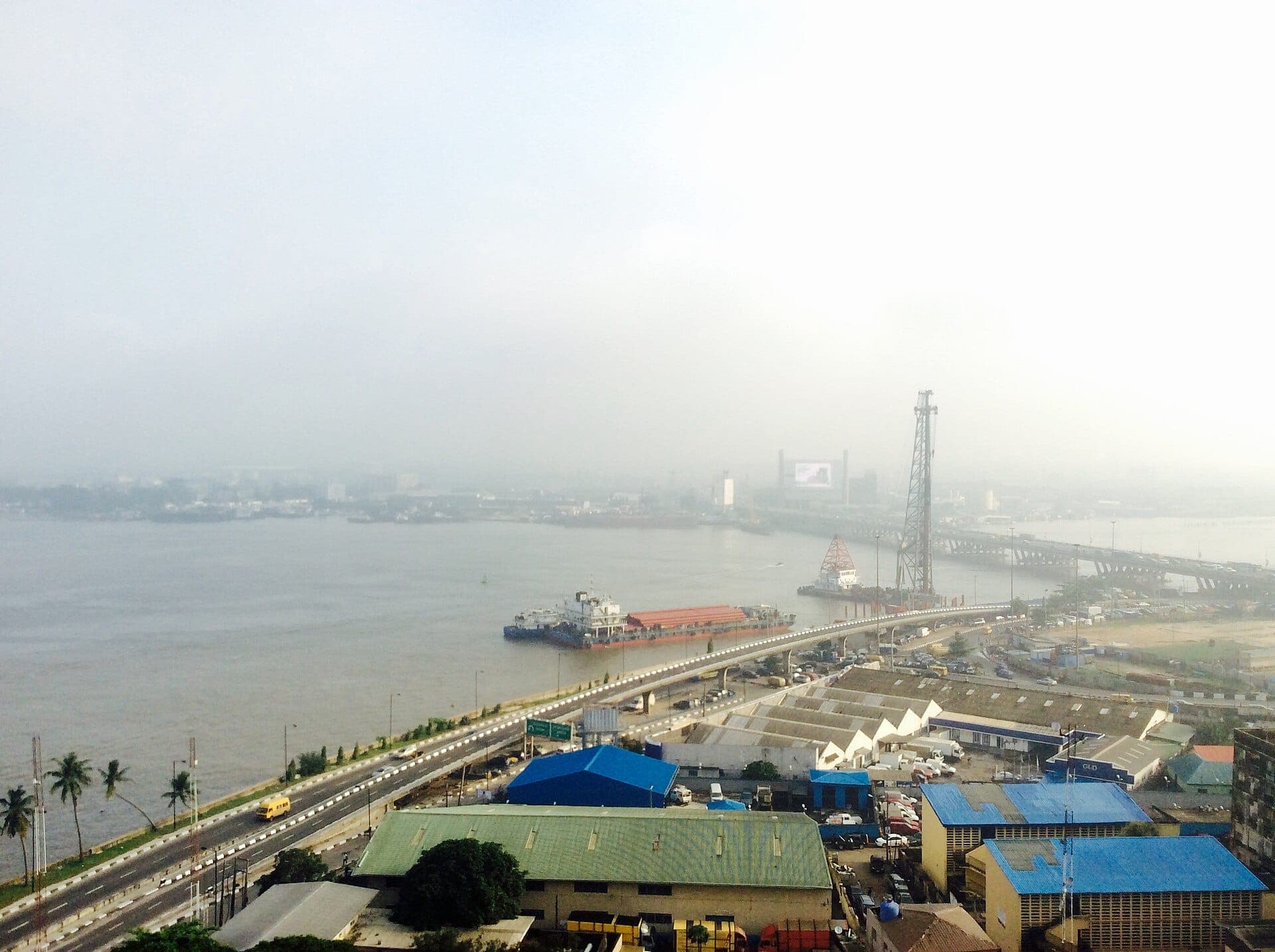 The Marina waterfront on Lagos Island.